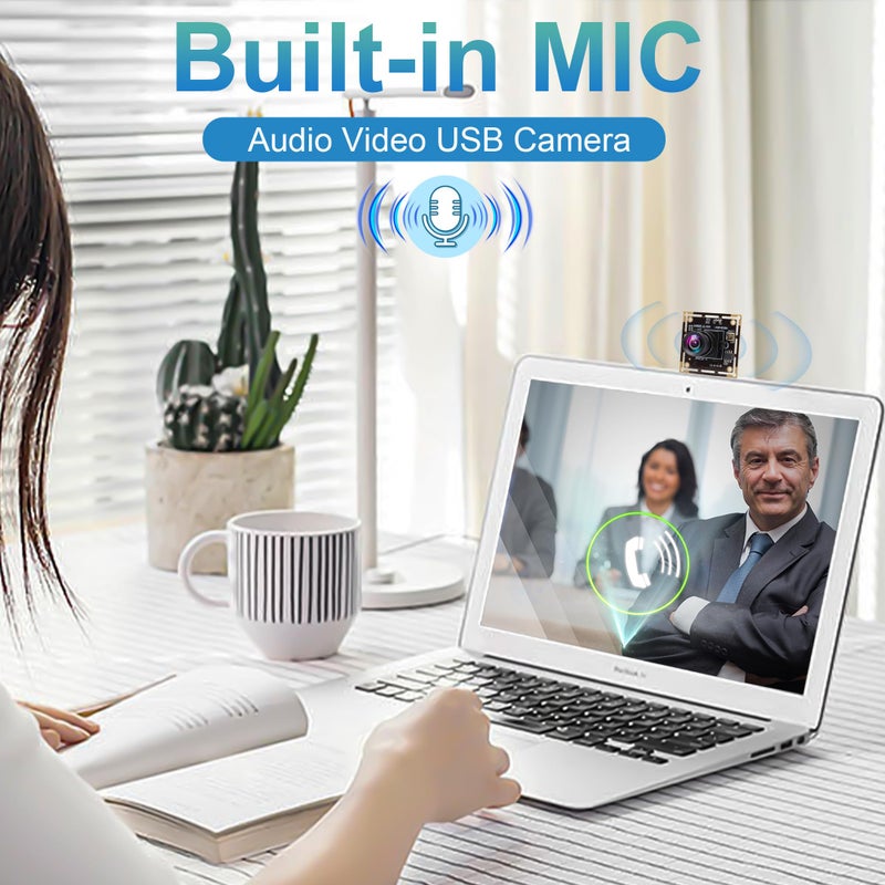 ELP Sony IMX323 Sensor Mini Low Light Wide Angle USB Camera Module with 100degree No Distortion Lens HD 1080P 0.01Lux USB2.0 Video Webcam Board UVC H.264 PC Camera for Computer, Laptop - Image 3